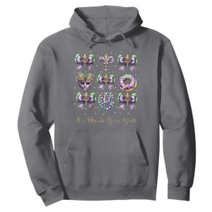 Coquette Bow Mardi Gras Hoodie It's Mardi Gras Y'all Fleur De Lis Mask TS09 Charcoal Print Your Wear
