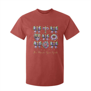 Coquette Bow Mardi Gras T Shirt For Kid It's Mardi Gras Y'all Fleur De Lis Mask TS09 Red Print Your Wear