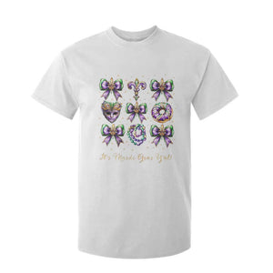 Coquette Bow Mardi Gras T Shirt For Kid It's Mardi Gras Y'all Fleur De Lis Mask TS09 White Print Your Wear