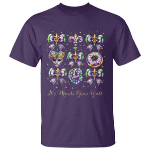 Coquette Bow Mardi Gras T Shirt It's Mardi Gras Y'all Fleur De Lis Mask TS09 Purple Print Your Wear