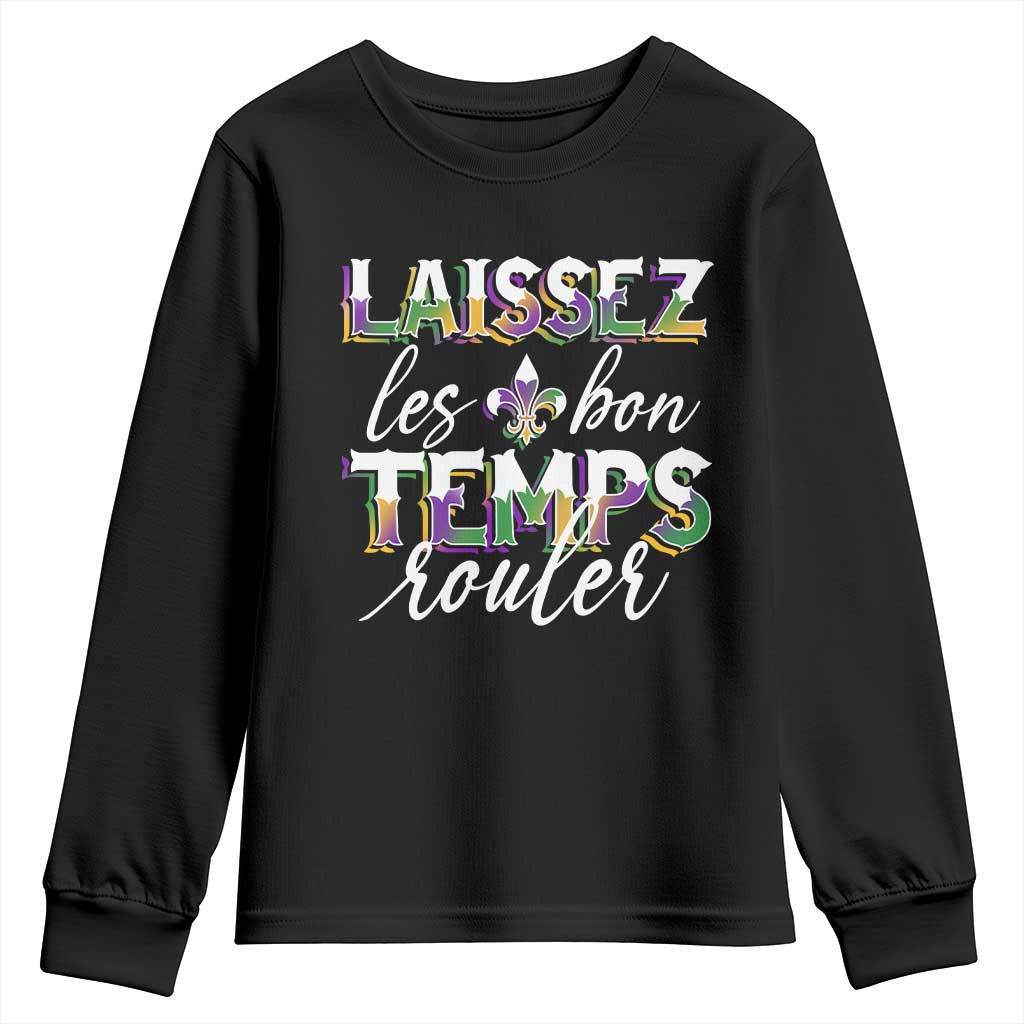 Mardi Gras Youth Sweatshirt Laissez Les Bon Temps Rouler TS09 Black Print Your Wear