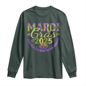 Mardi Gras 2025 Long Sleeve Shirt Laissez Les Bon Temps Rouler TS09 Dark Forest Green Print Your Wear