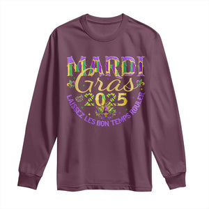 Mardi Gras 2025 Long Sleeve Shirt Laissez Les Bon Temps Rouler TS09 Maroon Print Your Wear