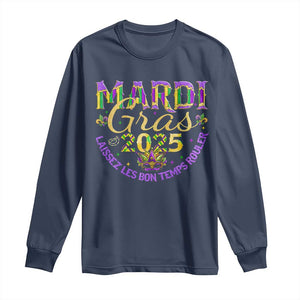 Mardi Gras 2025 Long Sleeve Shirt Laissez Les Bon Temps Rouler TS09 Navy Print Your Wear