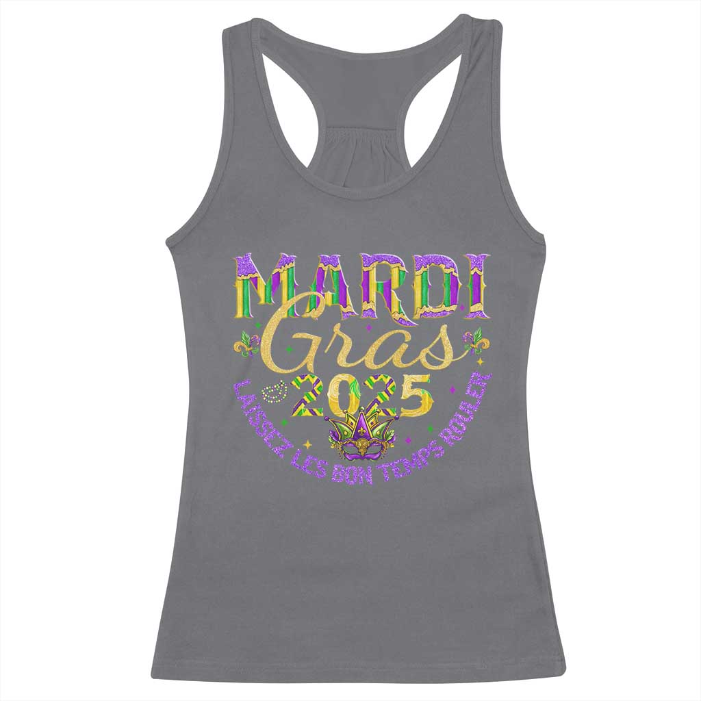 Mardi Gras 2025 Racerback Tank Top Laissez Les Bon Temps Rouler TS09 Charcoal Print Your Wear