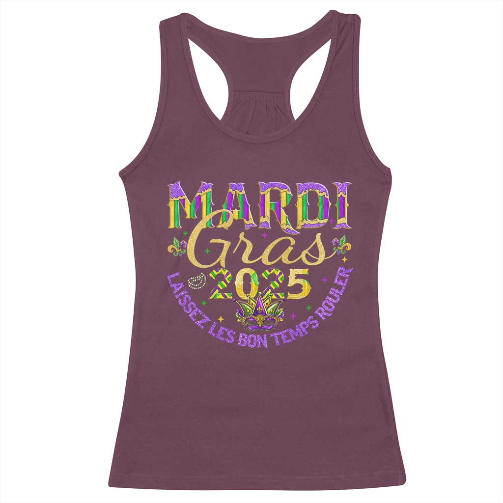 Mardi Gras 2025 Racerback Tank Top Laissez Les Bon Temps Rouler TS09 Maroon Print Your Wear