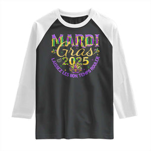 Mardi Gras 2025 Raglan Shirt Laissez Les Bon Temps Rouler TS09 Black White Print Your Wear