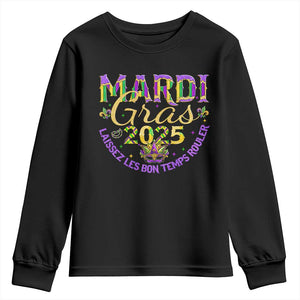 Mardi Gras 2025 Youth Sweatshirt Laissez Les Bon Temps Rouler TS09 Black Print Your Wear