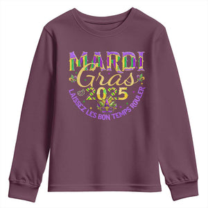 Mardi Gras 2025 Youth Sweatshirt Laissez Les Bon Temps Rouler TS09 Maroon Print Your Wear