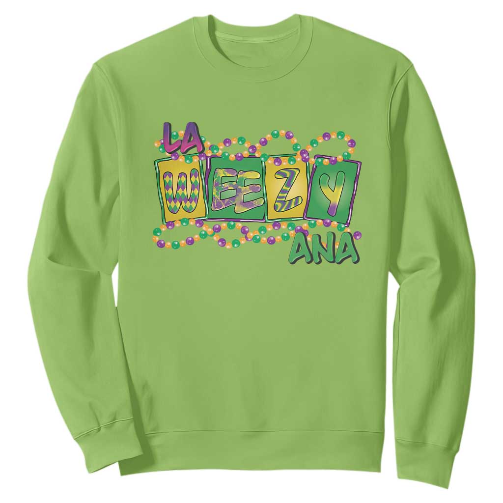 Mardi Gras La Weezy Ana Sweatshirt TS09 Lime Print Your Wear