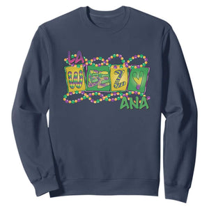 Mardi Gras La Weezy Ana Sweatshirt TS09 Navy Print Your Wear