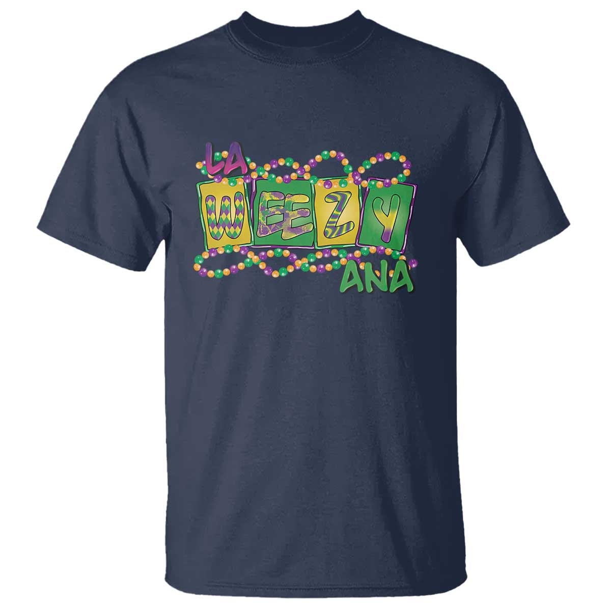 Mardi Gras La Weezy Ana T Shirt TS09 Navy Print Your Wear