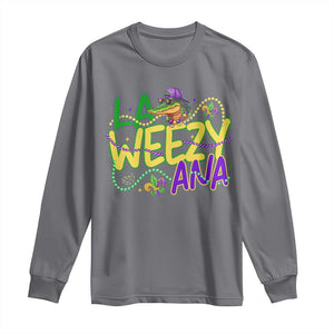 Mardi Gras Long Sleeve Shirt La Weezy Ana Hip Hop Aligator Louisiana TS09 Charcoal Print Your Wear