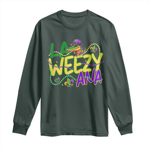 Mardi Gras Long Sleeve Shirt La Weezy Ana Hip Hop Aligator Louisiana TS09 Dark Forest Green Print Your Wear