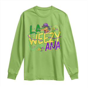 Mardi Gras Long Sleeve Shirt La Weezy Ana Hip Hop Aligator Louisiana TS09 Lime Print Your Wear