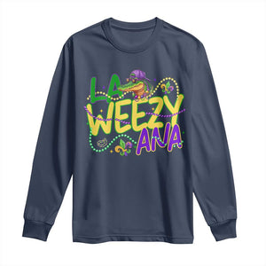 Mardi Gras Long Sleeve Shirt La Weezy Ana Hip Hop Aligator Louisiana TS09 Navy Print Your Wear