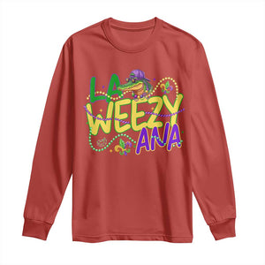 Mardi Gras Long Sleeve Shirt La Weezy Ana Hip Hop Aligator Louisiana TS09 Red Print Your Wear