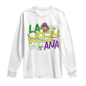 Mardi Gras Long Sleeve Shirt La Weezy Ana Hip Hop Aligator Louisiana TS09 White Print Your Wear