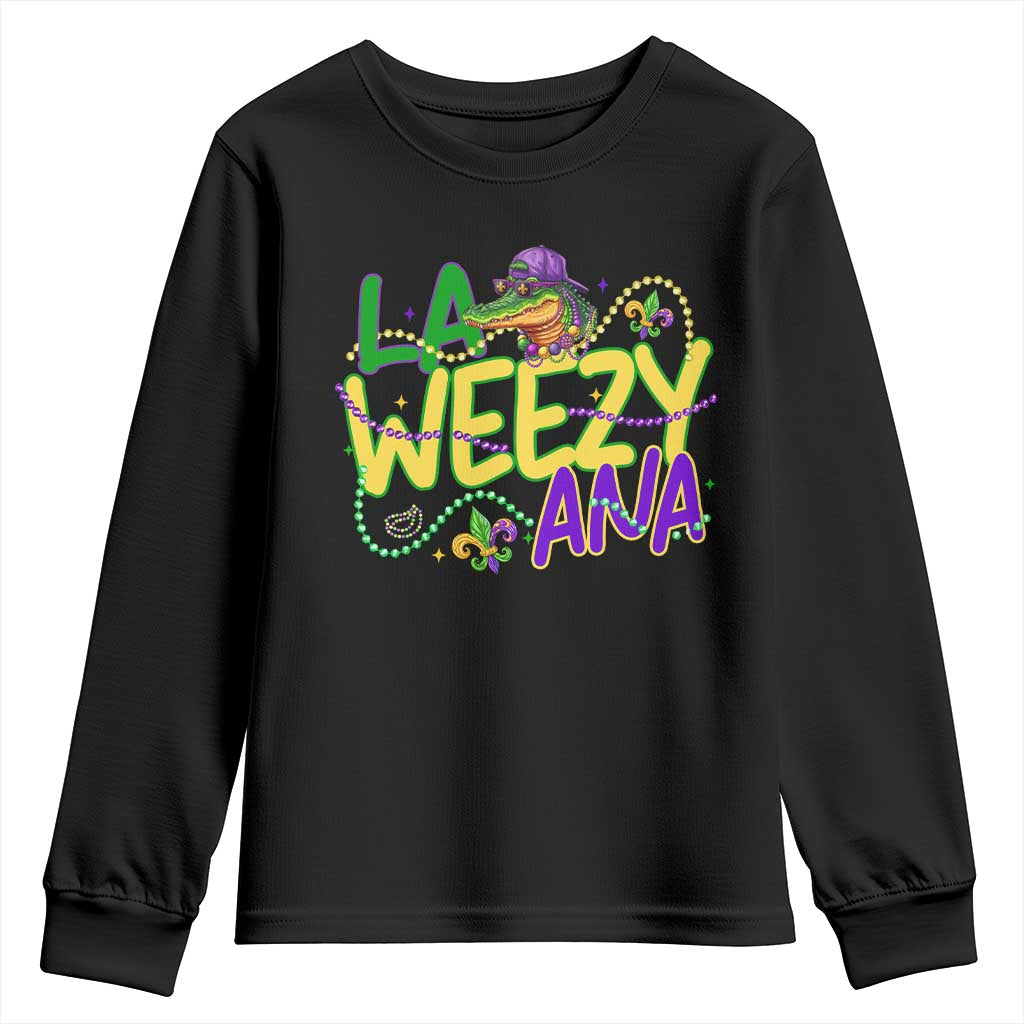 Mardi Gras Youth Sweatshirt La Weezy Ana Hip Hop Aligator Louisiana TS09 Black Print Your Wear
