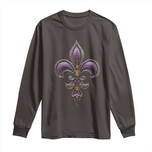 Louisiana Aesthetic Fleur De Lis Long Sleeve Shirt TS09 Dark Chocolate Print Your Wear