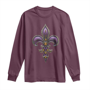 Louisiana Aesthetic Fleur De Lis Long Sleeve Shirt TS09 Maroon Print Your Wear