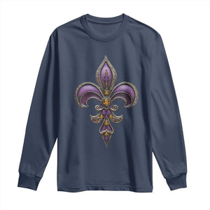 Louisiana Aesthetic Fleur De Lis Long Sleeve Shirt TS09 Navy Print Your Wear