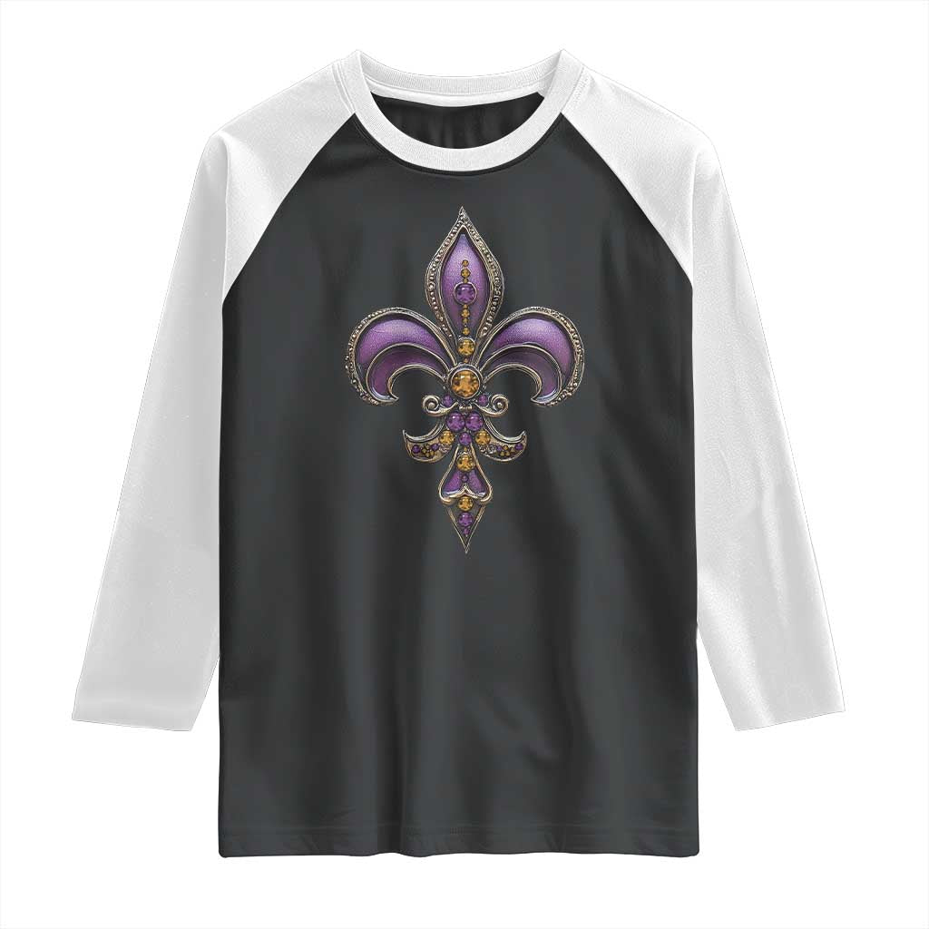 Louisiana Aesthetic Fleur De Lis Raglan Shirt TS09 Black White Print Your Wear