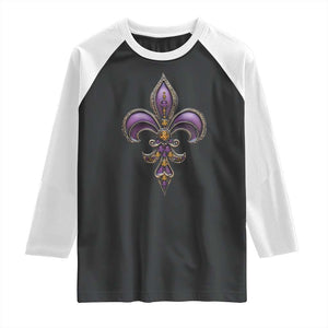 Louisiana Aesthetic Fleur De Lis Raglan Shirt TS09 Black White Print Your Wear
