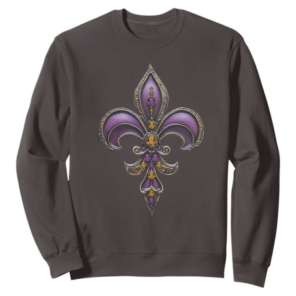 Louisiana Aesthetic Fleur De Lis Sweatshirt TS09 Dark Chocolate Print Your Wear