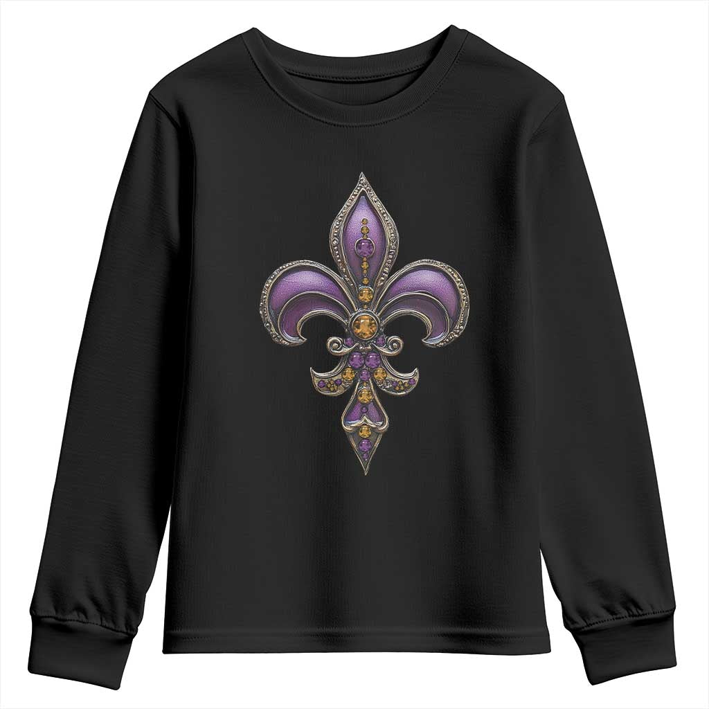 Louisiana Aesthetic Fleur De Lis Youth Sweatshirt TS09 Black Print Your Wear