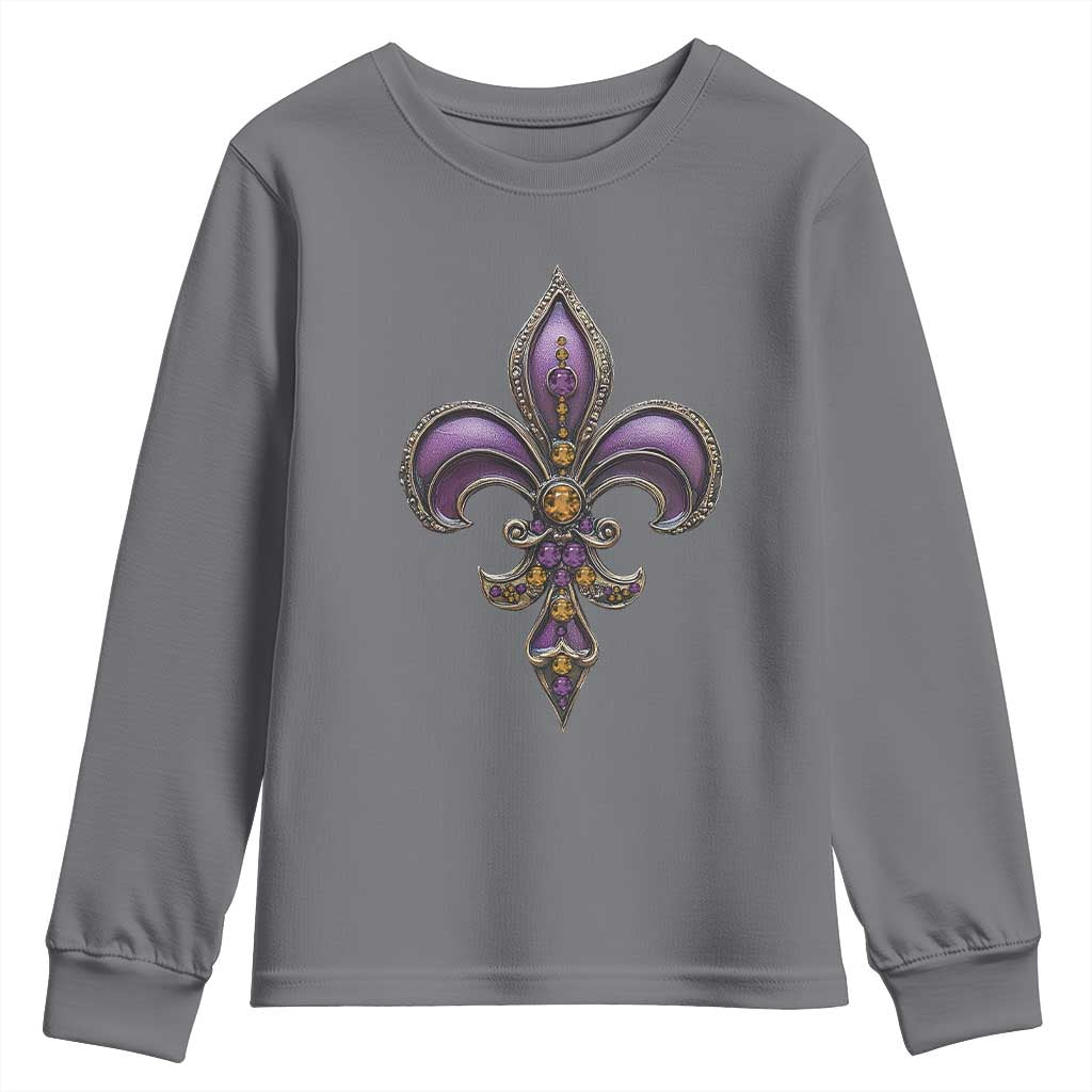 Louisiana Aesthetic Fleur De Lis Youth Sweatshirt TS09 Charcoal Print Your Wear
