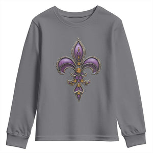 Louisiana Aesthetic Fleur De Lis Youth Sweatshirt TS09 Charcoal Print Your Wear