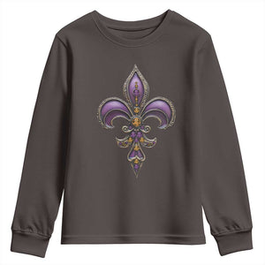 Louisiana Aesthetic Fleur De Lis Youth Sweatshirt TS09 Dark Chocolate Print Your Wear