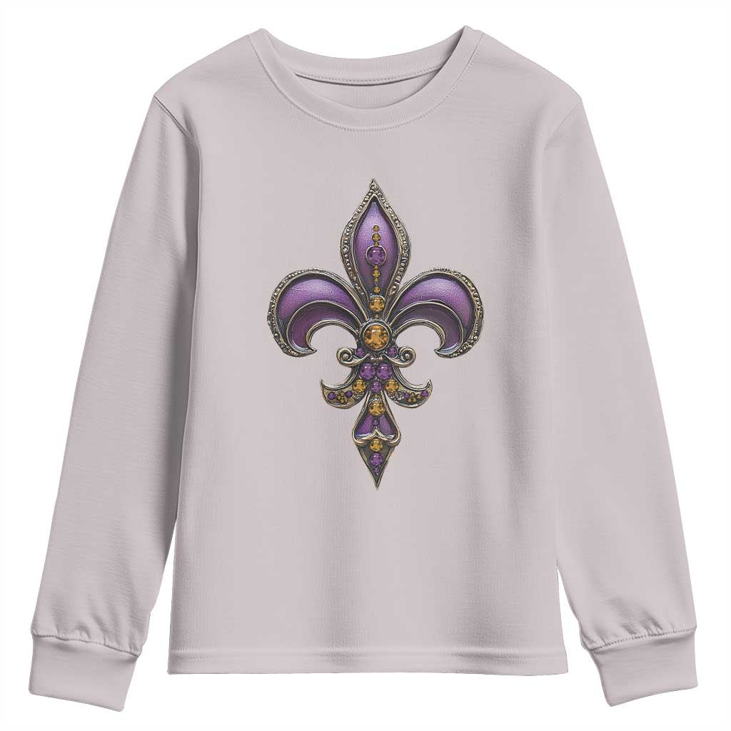 Louisiana Aesthetic Fleur De Lis Youth Sweatshirt TS09 Ice Gray Print Your Wear