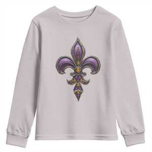 Louisiana Aesthetic Fleur De Lis Youth Sweatshirt TS09 Ice Gray Print Your Wear