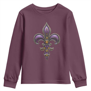 Louisiana Aesthetic Fleur De Lis Youth Sweatshirt TS09 Maroon Print Your Wear
