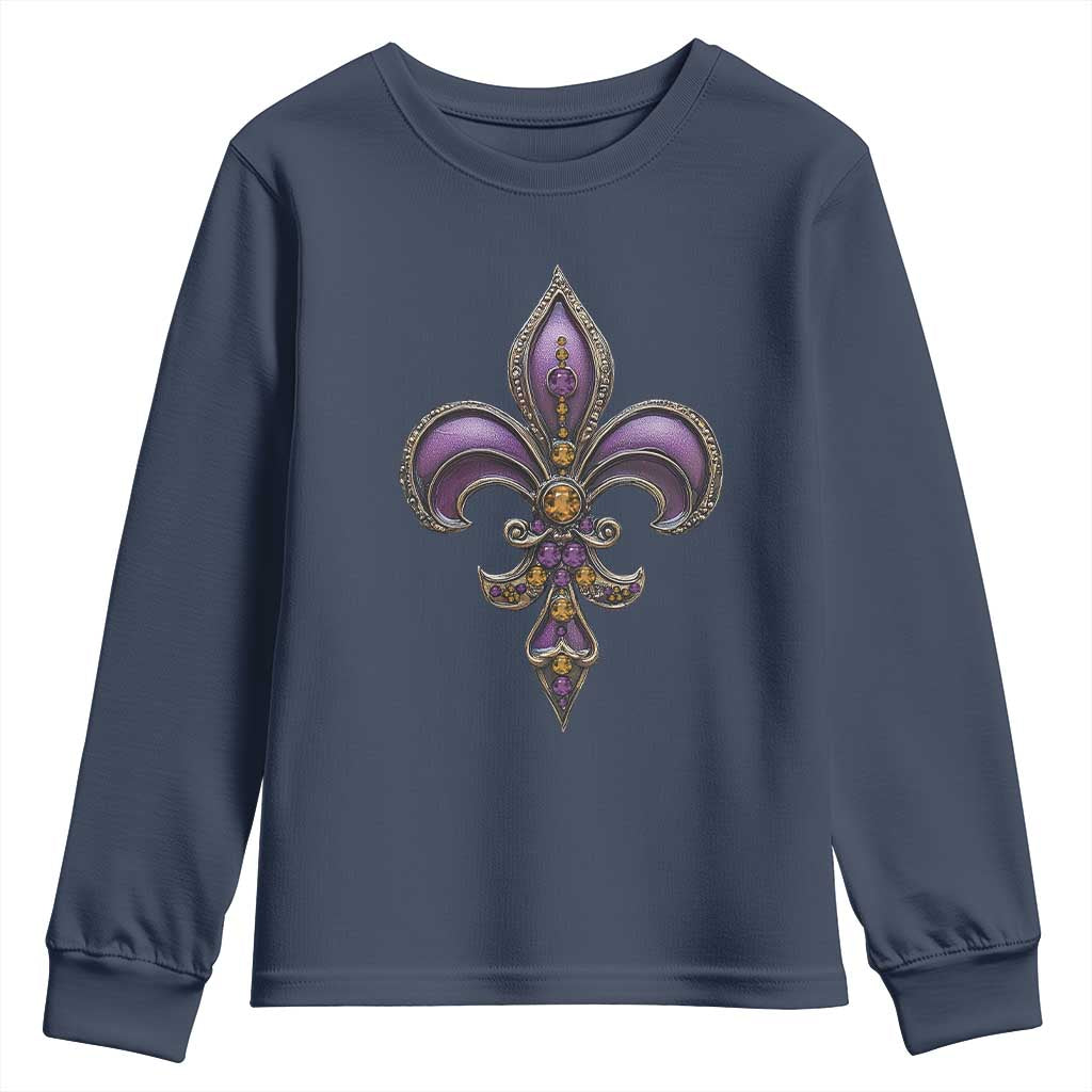 Louisiana Aesthetic Fleur De Lis Youth Sweatshirt TS09 Navy Print Your Wear