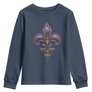 Louisiana Aesthetic Fleur De Lis Youth Sweatshirt TS09 Navy Print Your Wear