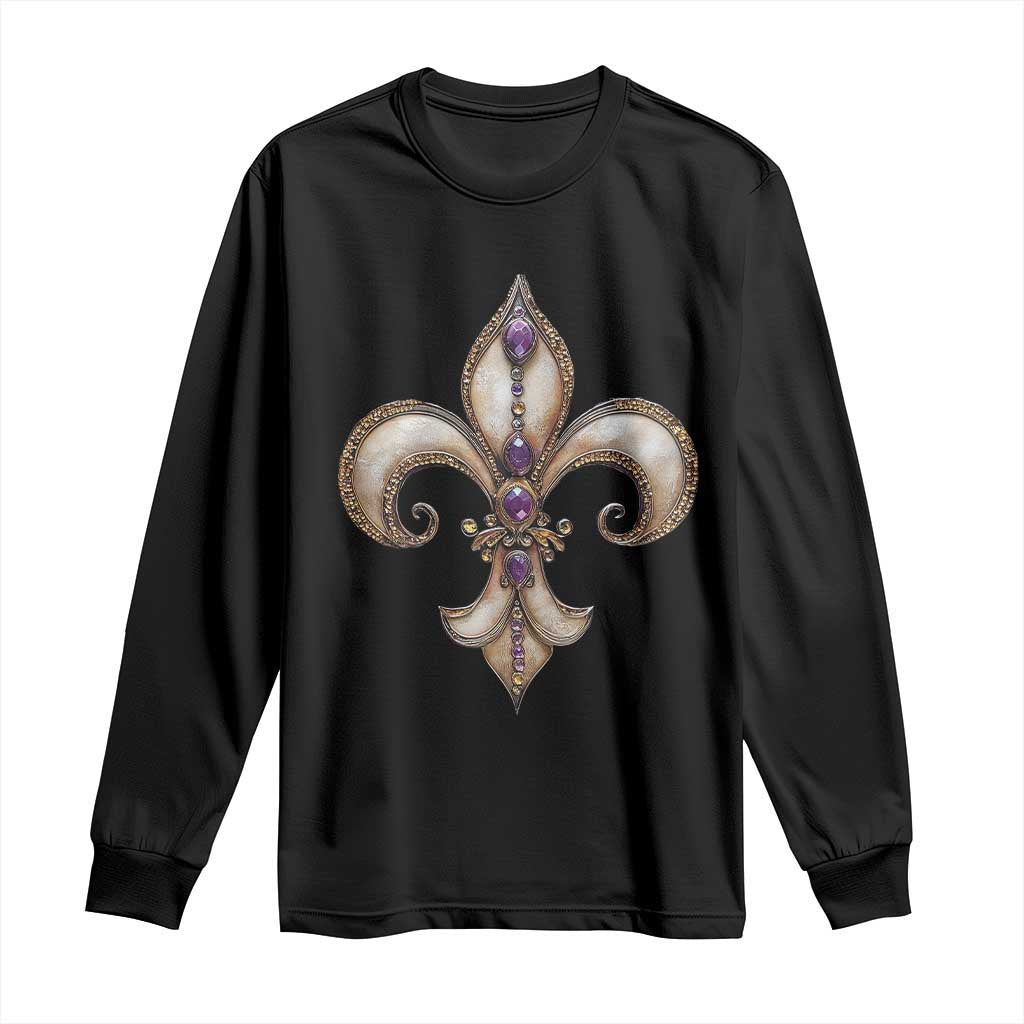 Aesthetic Fleur De Lis Long Sleeve Shirt TS09 Black Print Your Wear