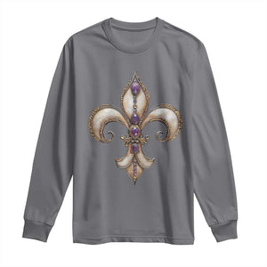 Aesthetic Fleur De Lis Long Sleeve Shirt TS09 Charcoal Print Your Wear