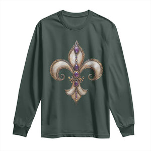 Aesthetic Fleur De Lis Long Sleeve Shirt TS09 Dark Forest Green Print Your Wear