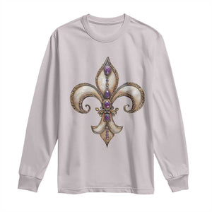 Aesthetic Fleur De Lis Long Sleeve Shirt TS09 Ice Gray Print Your Wear