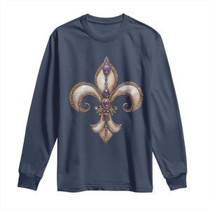 Aesthetic Fleur De Lis Long Sleeve Shirt TS09 Navy Print Your Wear