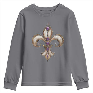 Aesthetic Fleur De Lis Youth Sweatshirt TS09 Charcoal Print Your Wear