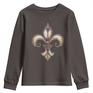 Aesthetic Fleur De Lis Youth Sweatshirt TS09 Dark Chocolate Print Your Wear