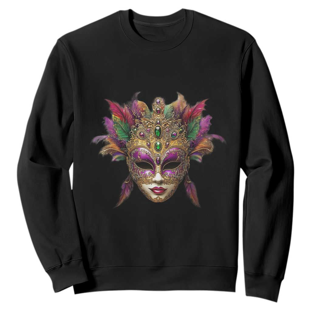 Jeweled Mask Louisiana Mardi Gras Sweatshirt TS09 Black Print Your Wear