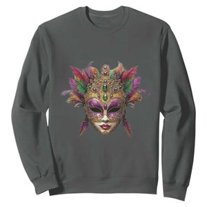 Jeweled Mask Louisiana Mardi Gras Sweatshirt TS09 Dark Heather Print Your Wear