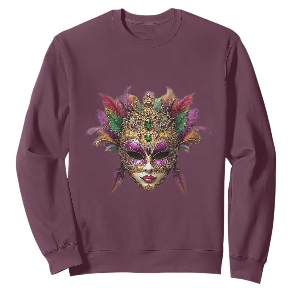 Jeweled Mask Louisiana Mardi Gras Sweatshirt TS09 Maroon Print Your Wear