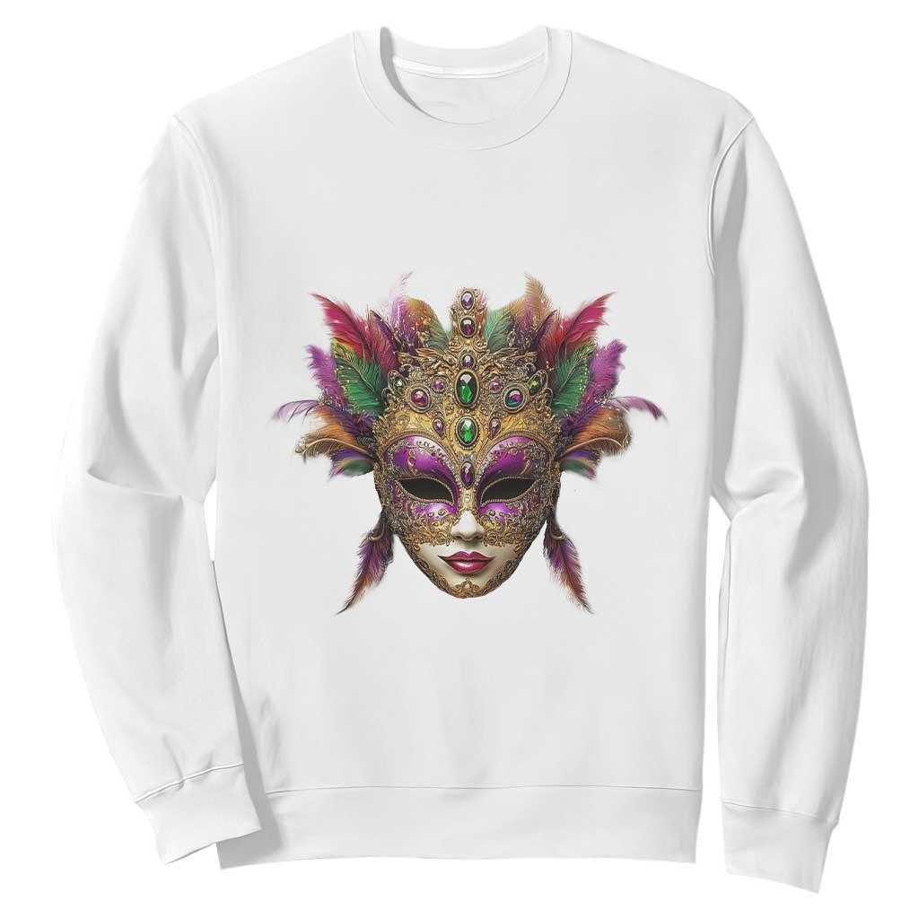 Jeweled Mask Louisiana Mardi Gras Sweatshirt TS09 White Print Your Wear
