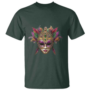 Jeweled Mask Louisiana Mardi Gras T Shirt TS09 Dark Forest Green Print Your Wear